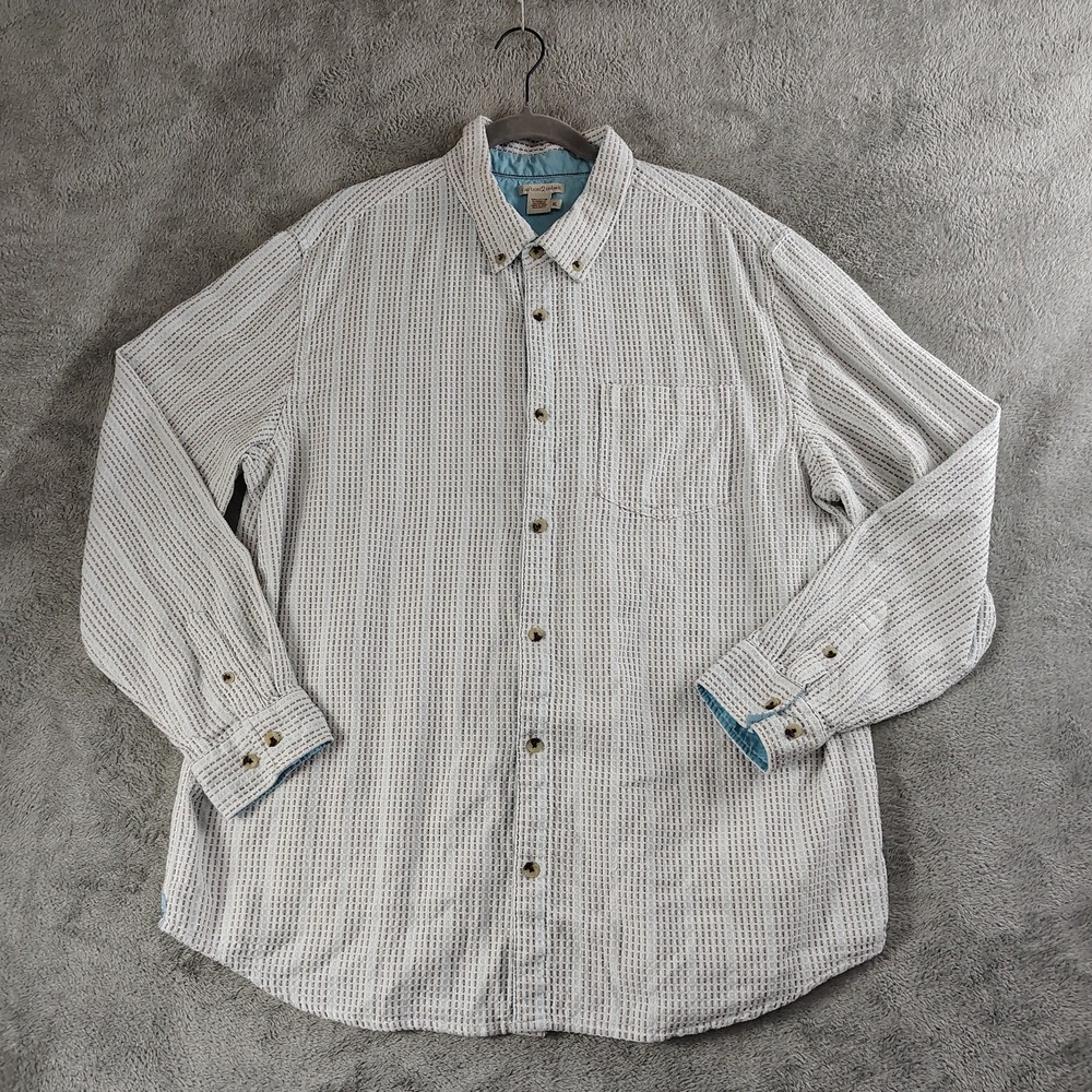 Carbon 2 Cobalt Shirt Men's XL White‎ Gauzy Cotton Waffle Beachy Button Down
